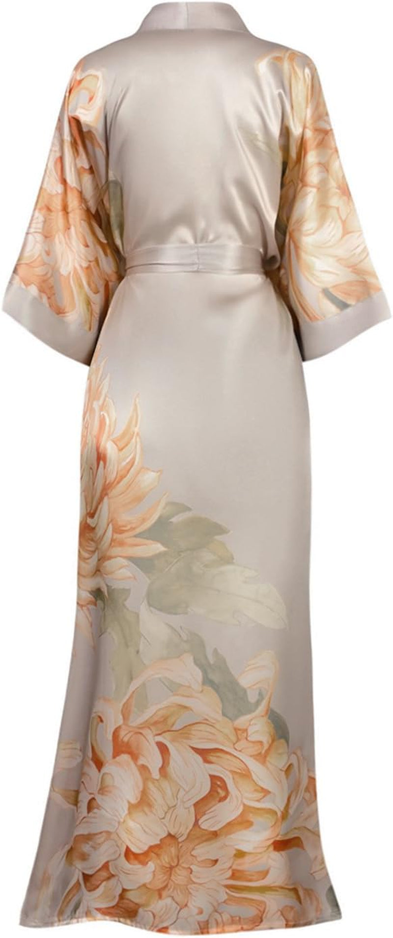 Women'S Silk Kimono Robe Long - Floral Print