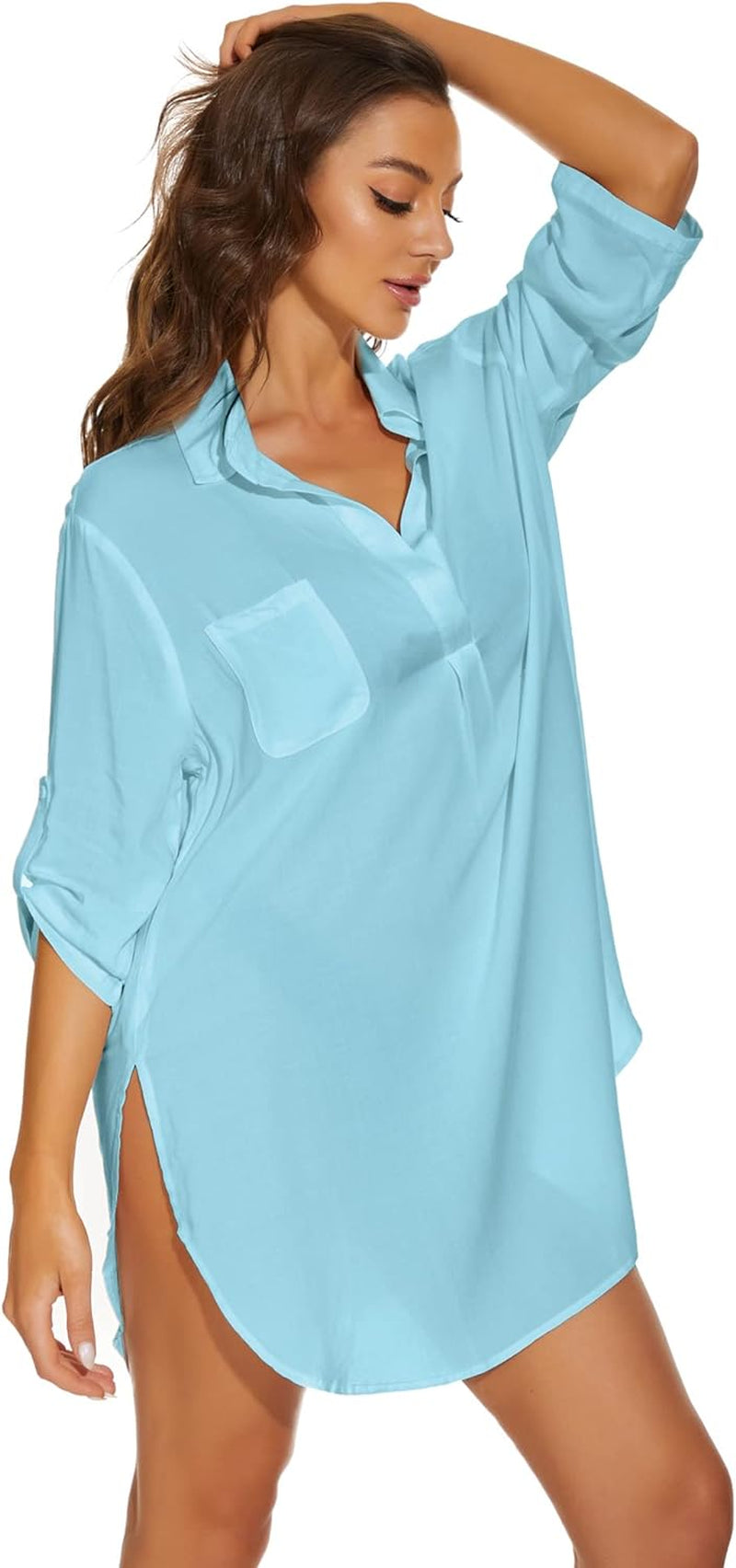 Womens Beach Cover up Bikini Shirt Swimsuit Coverups Casual Beach Outfit