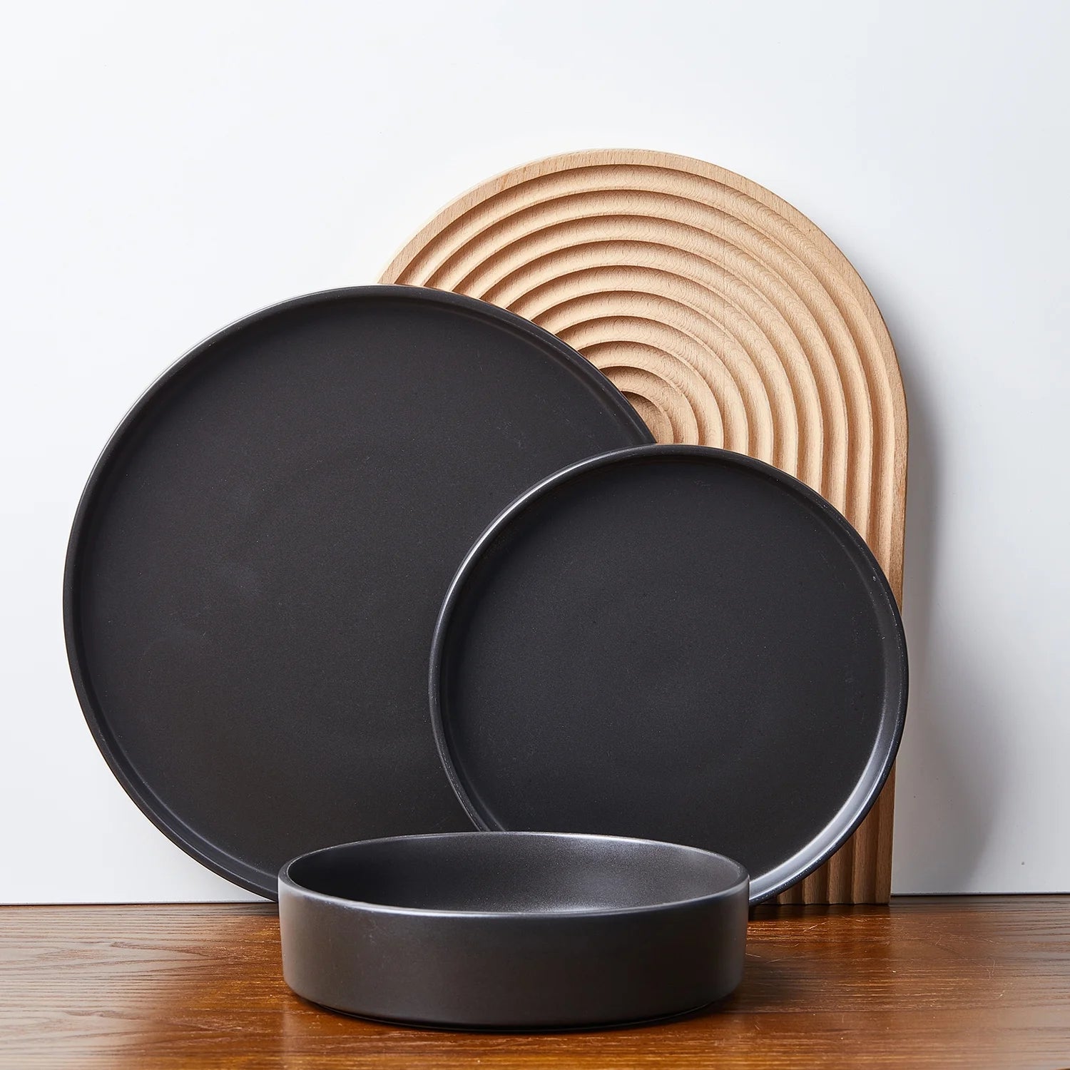 Cecile 12-Piece Dinnerware Set Stoneware, Black